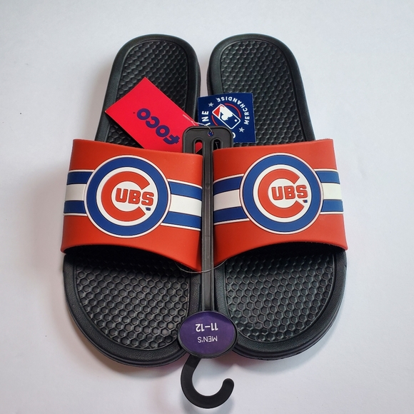 FOCO Chicago Cubs Stripe Raised Slide Sandals Men size 11-12 - Picture 1 of 9